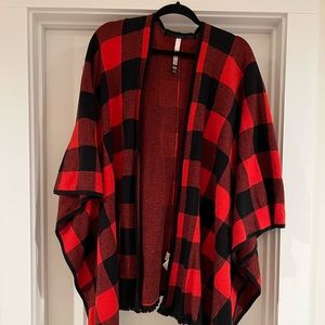 Kenzie Buffalo Check Poncho Sweater